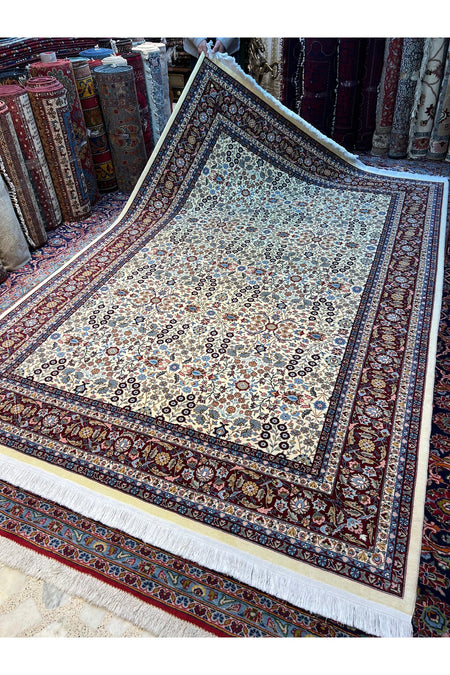RD RAMAZAN DAG Hand Rug Art Hand-Woven Sumerbank Hereke Rug Signed Seven Mountains Flower Premium Quality Size 300x200 - MALLTURK