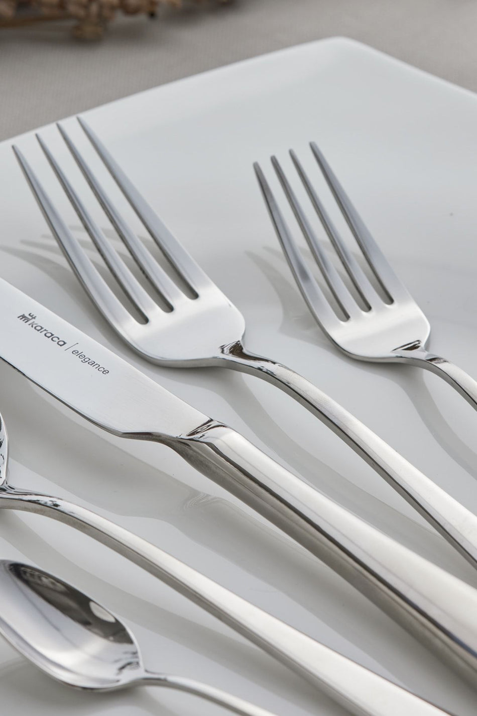 Karaca silas 60 Piece 12 Place Setting elegance Flatware Set - MALLTURK