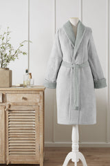 Ozdilek Sadem Organic Plaid Shawl Collar Bathrobe - MALLTURK