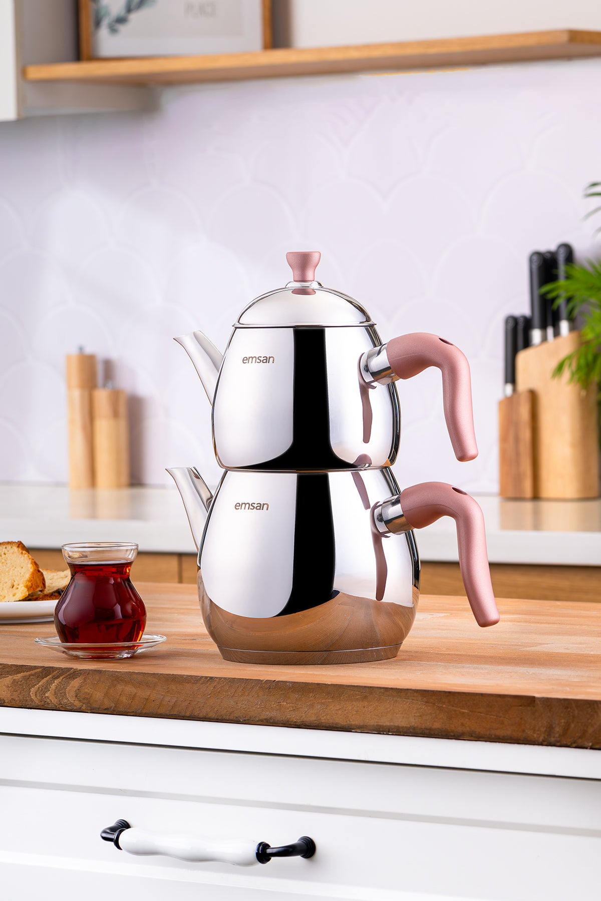 Emsan Duru Midi Teapot Set Pink 1.0 - 2.0 Lt - MALLTURK