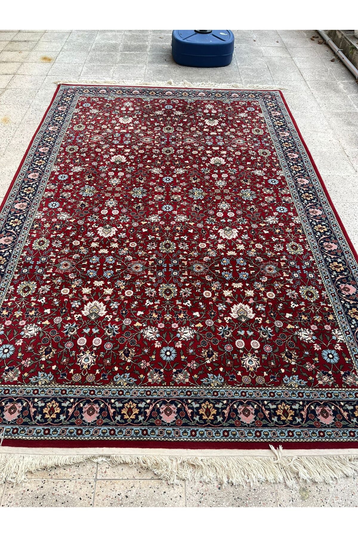RD RAMAZAN DAG Hand Rug Art Hand-Woven Hereke Rug Signed Wildflower Design Red Accent Size 302x202 - MALLTURK