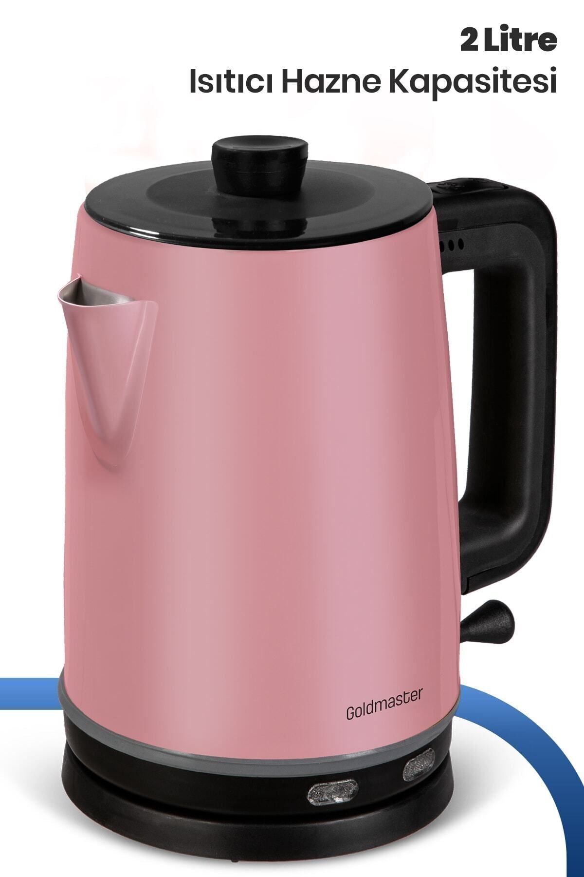 GoldMaster Dem Pearl Pink 2200 Watt XL Stainless Steel Tea Maker and Water Heater with Glass Pot - MALLTURK