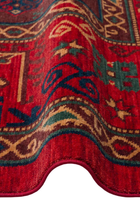 Eko Rug KADIM KDM 04 RED Anatolian Motifs Featuring New Zellanda Wool with Produced Handcrafted High Traditional Tez - MALLTURK