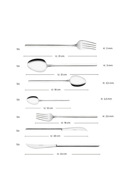 Emsan lora 84 Piece 12 Place Setting Boxed Flatware Set - MALLTURK
