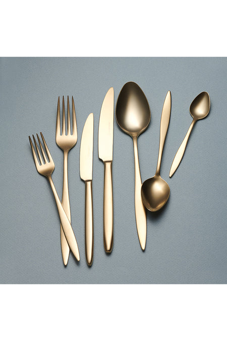 KORKMAZ talia satin gold 84 Piece Flatware Set - MALLTURK