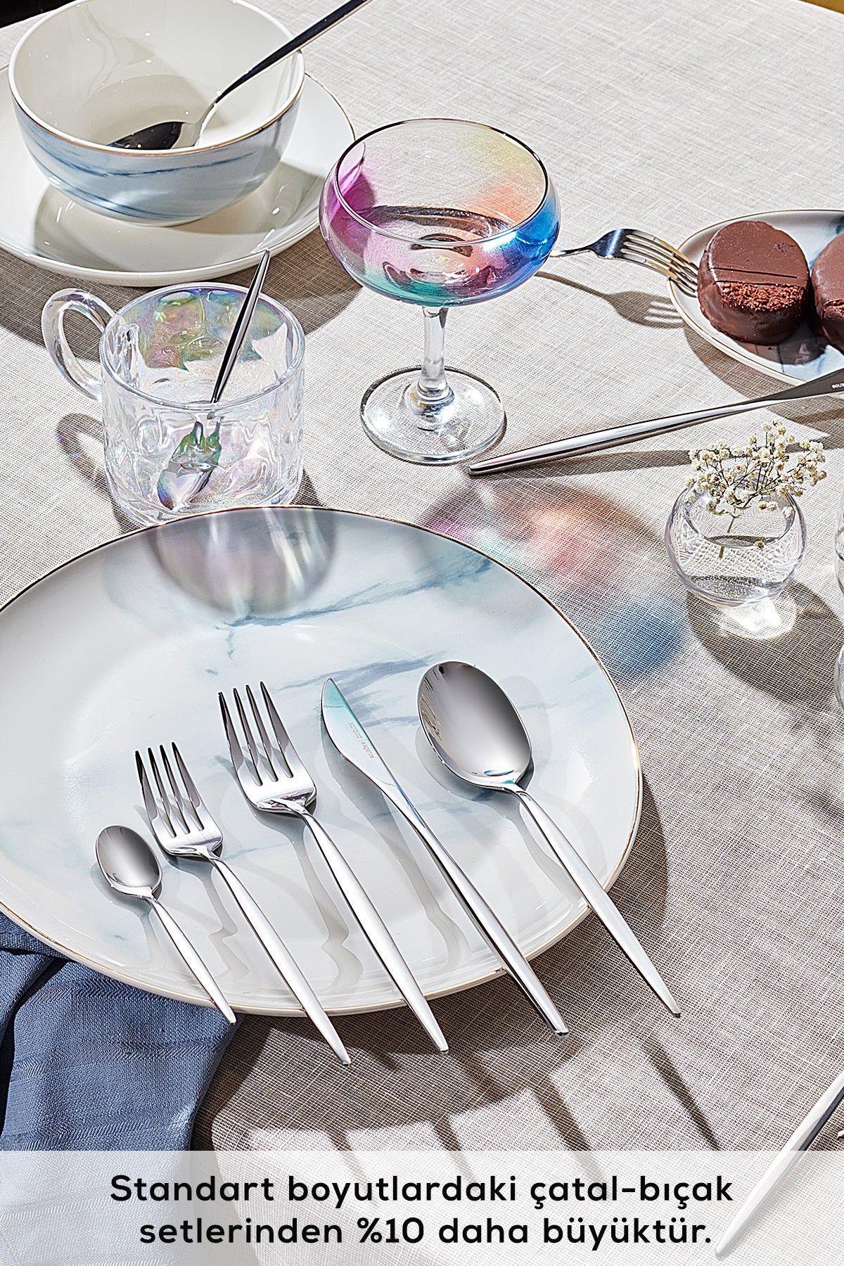 Karaca sintra 40 Piece 8 Place Setting Flatware Set platin - MALLTURK