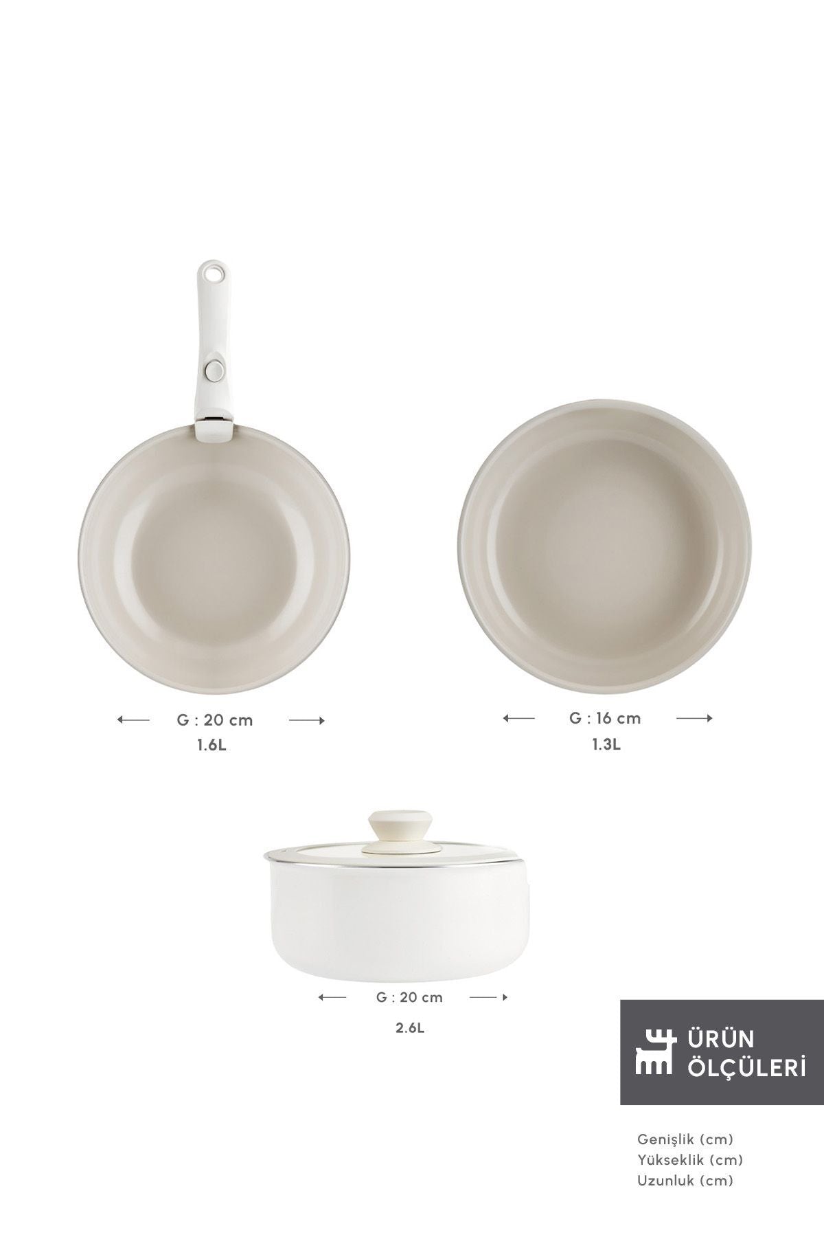 Karaca Swiss Crystal Almond Easy Clip 5 Piece Induction Compatible Ic Ice Gecebilen Pot and Frying Pan Set