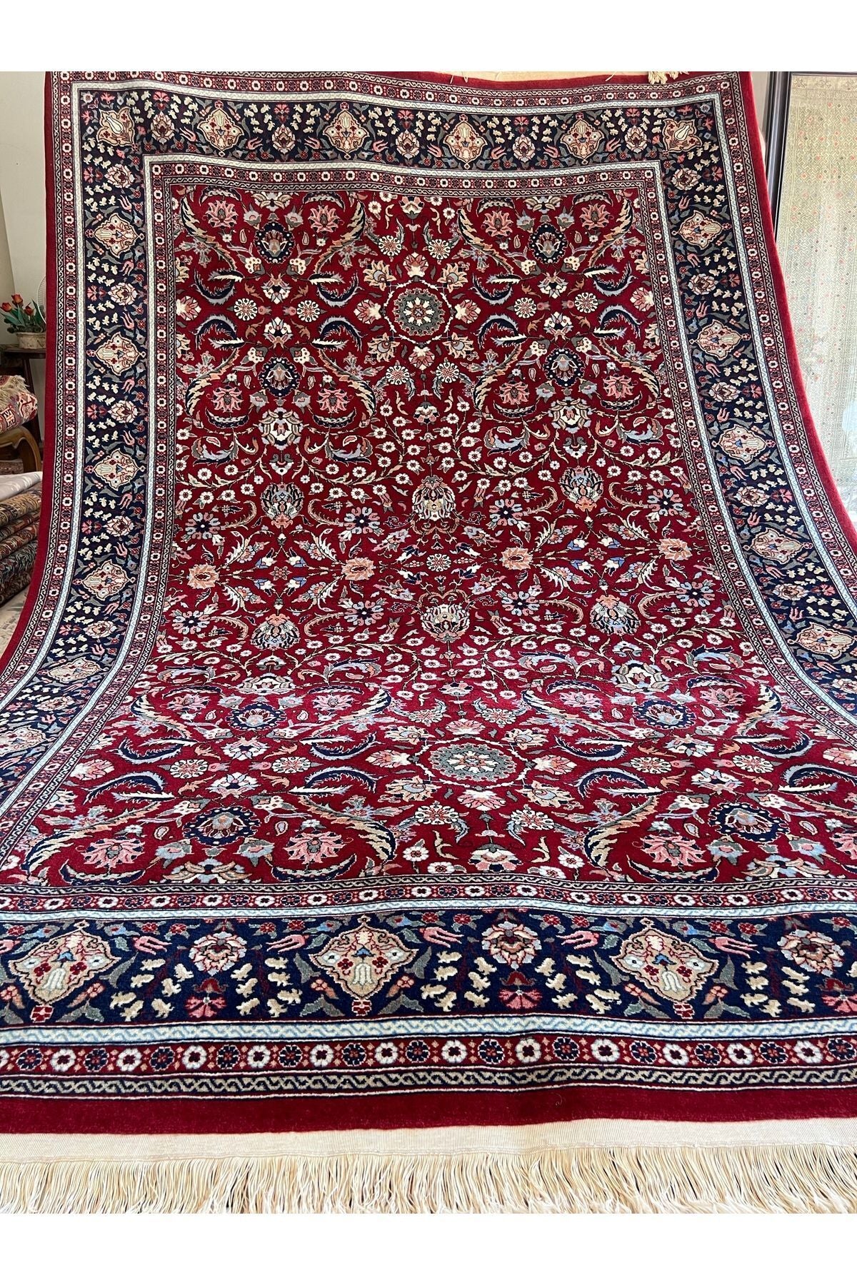 RD RAMAZAN DAG Hand Rug Art Hand-Woven Sumerbank Hereke Rug Signed Viyana Design Natural Dye Size 300x200 - MALLTURK