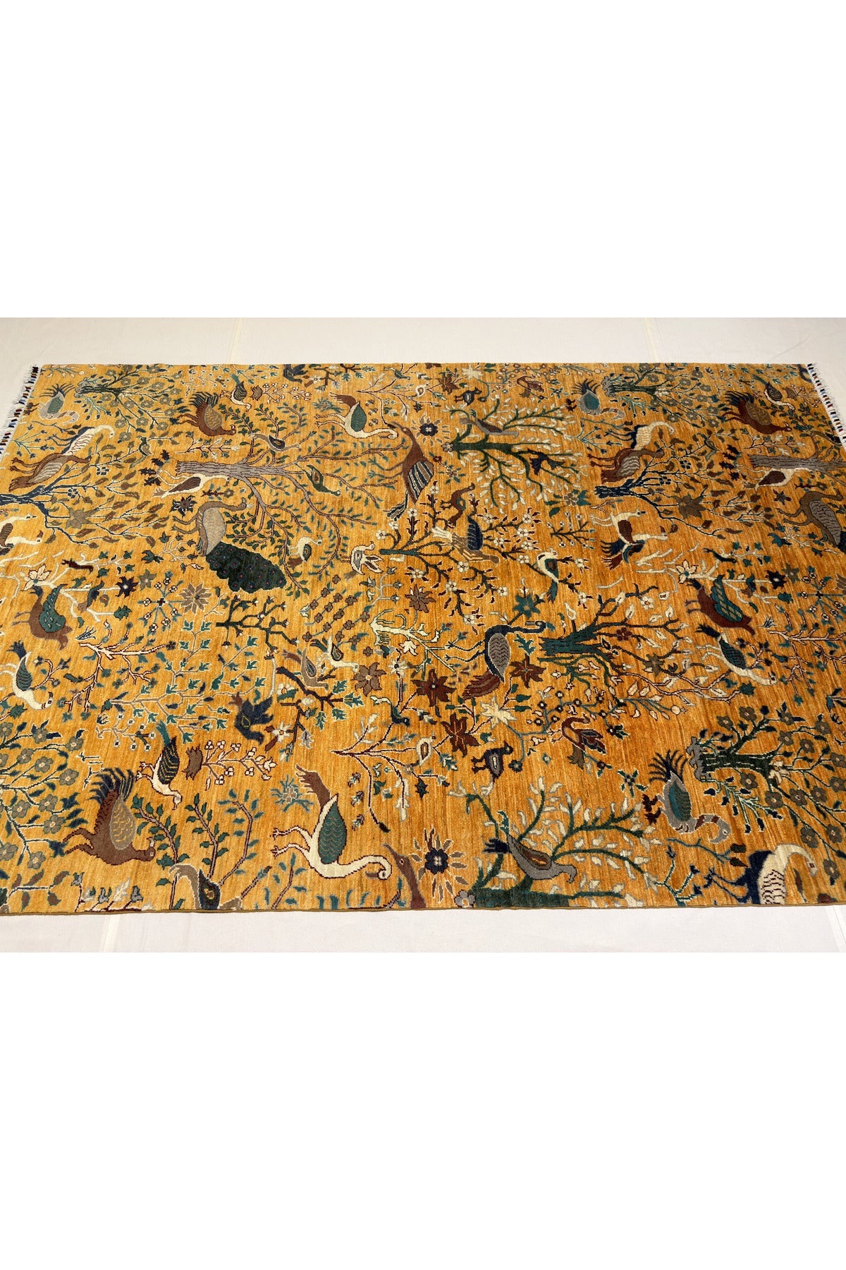 Afghan Rug Hand-Woven 100% Wool Natural Dye Bird Design Design Handicraft