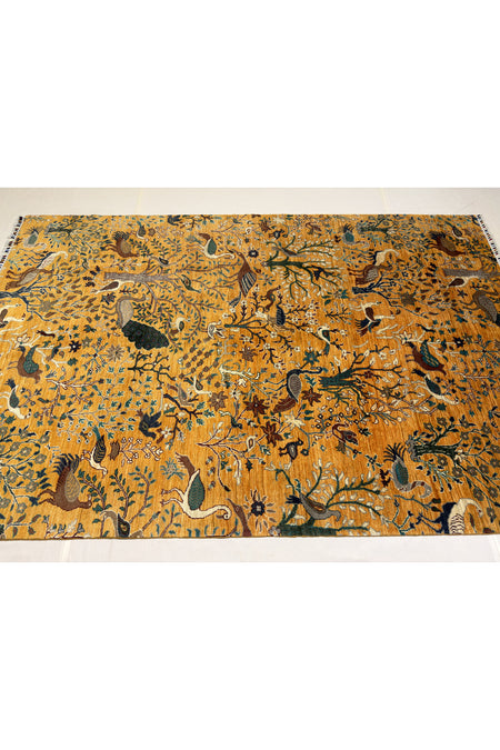 Afghan Rug Hand-Woven 100% Wool Natural Dye Bird Design Design Handicraft