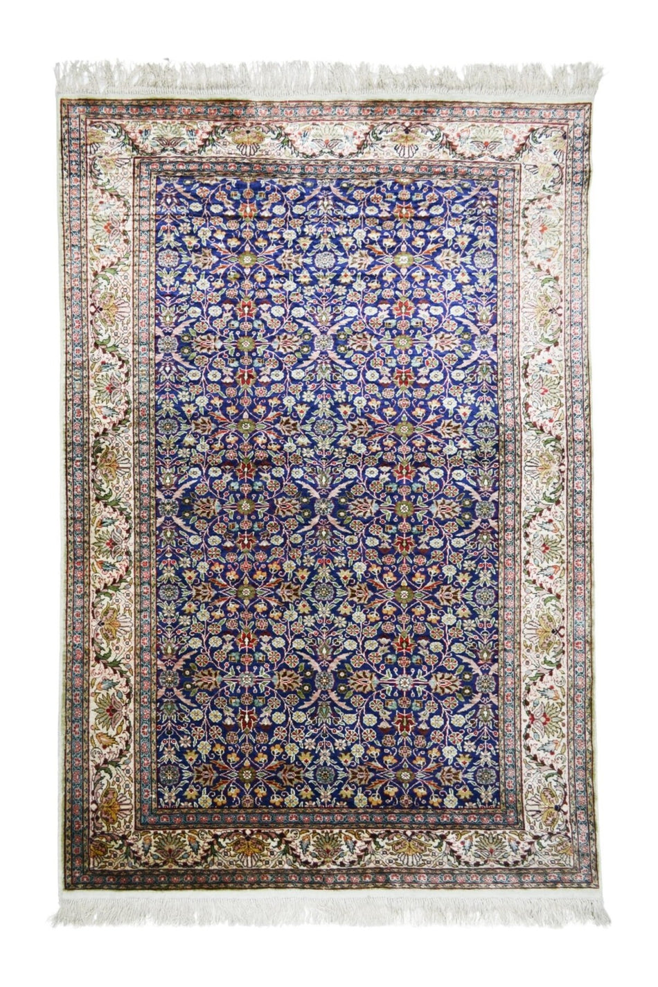 Handmade Pure Silk Hand-Woven Seven Mountains Flower Pattern Kayseri Rug 119x176 cm (2.09 m2)