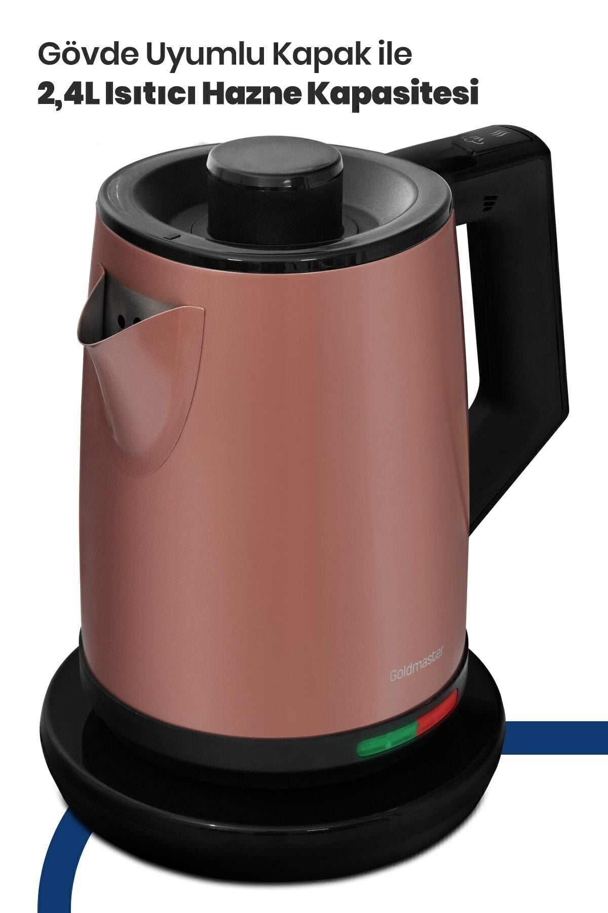 GoldMaster Acacia Matte Mink XL 2200 Watt Patented Drip-Free Design Stainless Steel Tea Maker and Water Kettle - MALLTURK