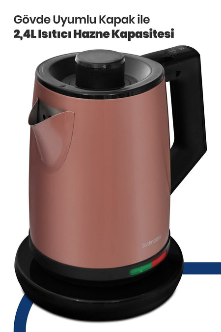 GoldMaster Acacia Matte Mink XL 2200 Watt Patented Drip-Free Design Stainless Steel Tea Maker and Water Kettle - MALLTURK
