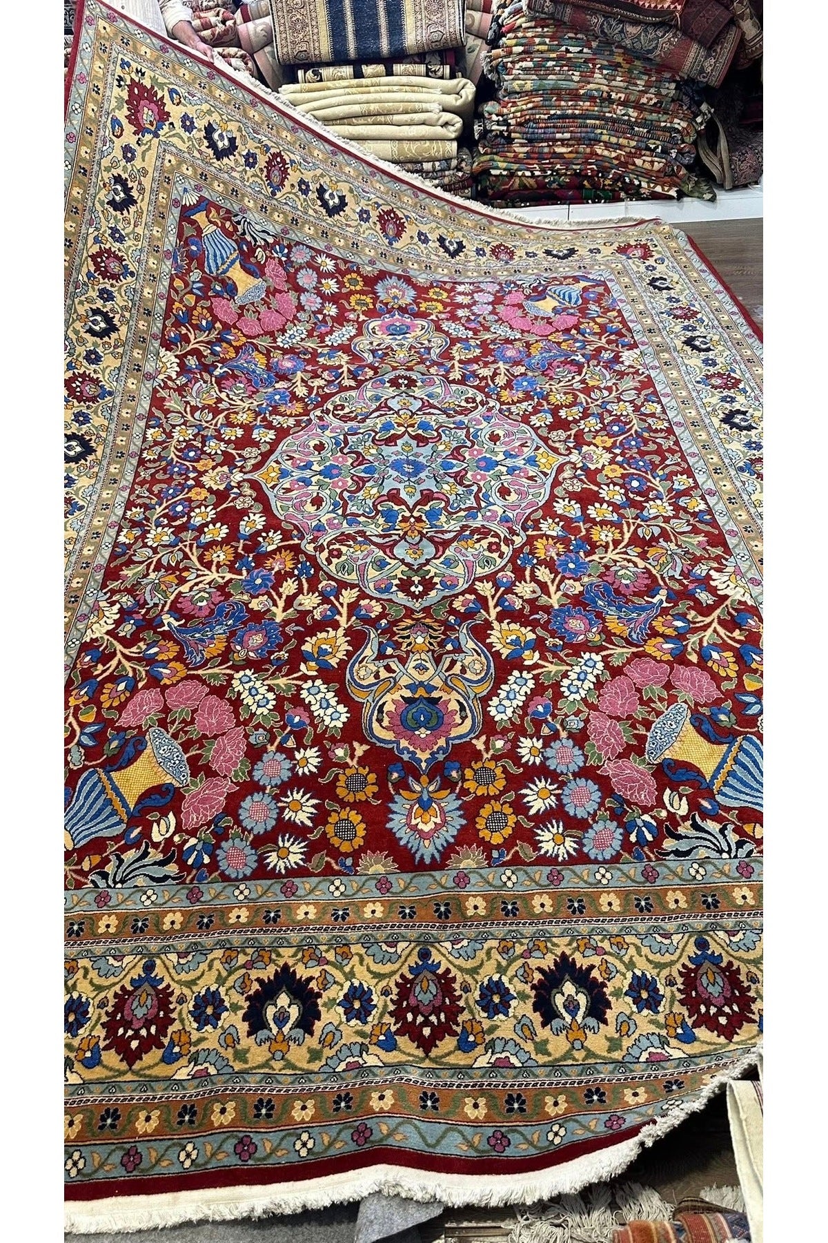 RD RAMAZAN DAG Hand Rug Art Hand-Woven Duruder Hereke Rug Ottoman Design Size 430x300 - MALLTURK