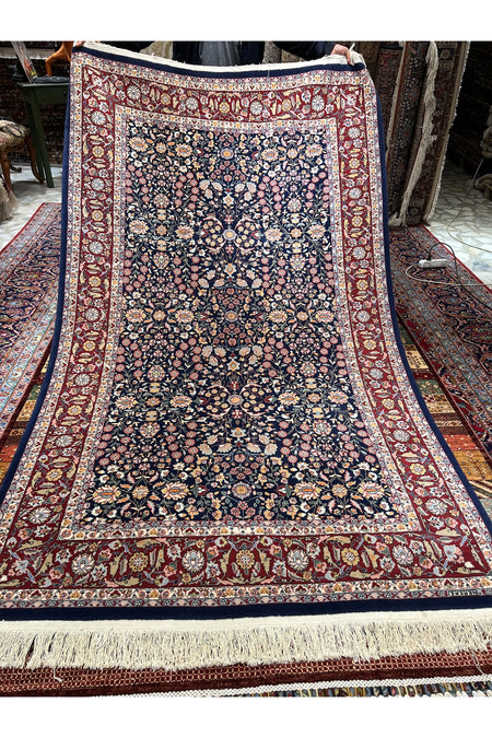 RD RAMAZAN DAG Hand Rug Art Hand-Woven Hereke Rug Signed Seven Mountains Flower Design Size 253x151 - MALLTURK