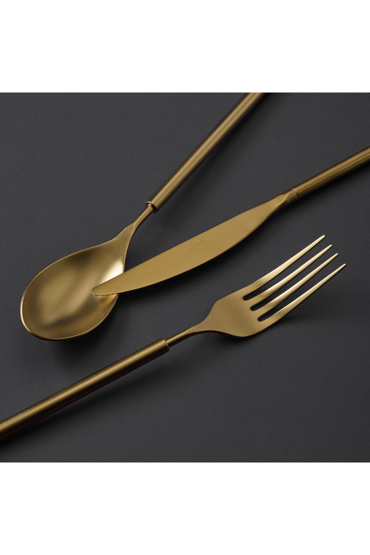 Jumbo 6000 roller full mat titanyum gold 12 Place Setting 84 Piece Flatware Set - MALLTURK