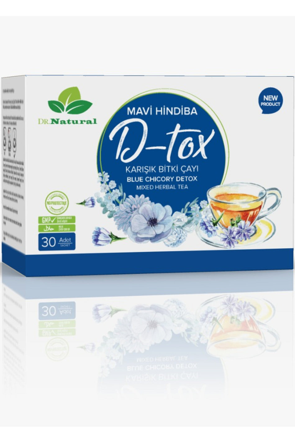Teh Herbal Campuran Detox Chicory Biru DRNATURAL 30 Kantong Bubuk Detox Chicory Biru