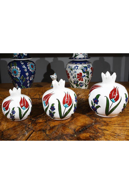 Cini Evi Tulip Motif 3-Piece Pomegranate Set - MALLTURK