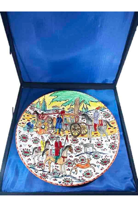 Cini Evi Minyaturlu Iznik Tile Plate Saray Araba Alayi (30 cm) - MALLTURK