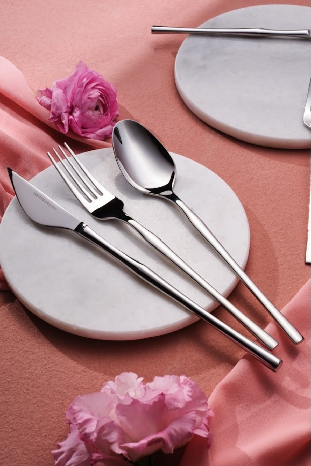 Karaca elegance cane platin 12 Place Setting 84 Piece Flatware Set - MALLTURK