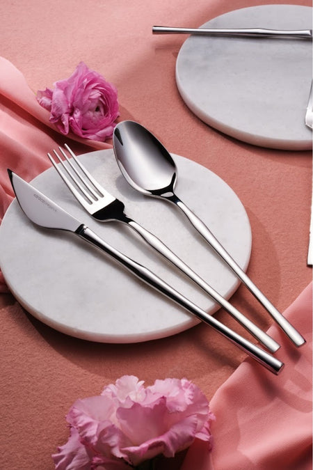 Karaca elegance cane platin 12 Place Setting 84 Piece Flatware Set - MALLTURK
