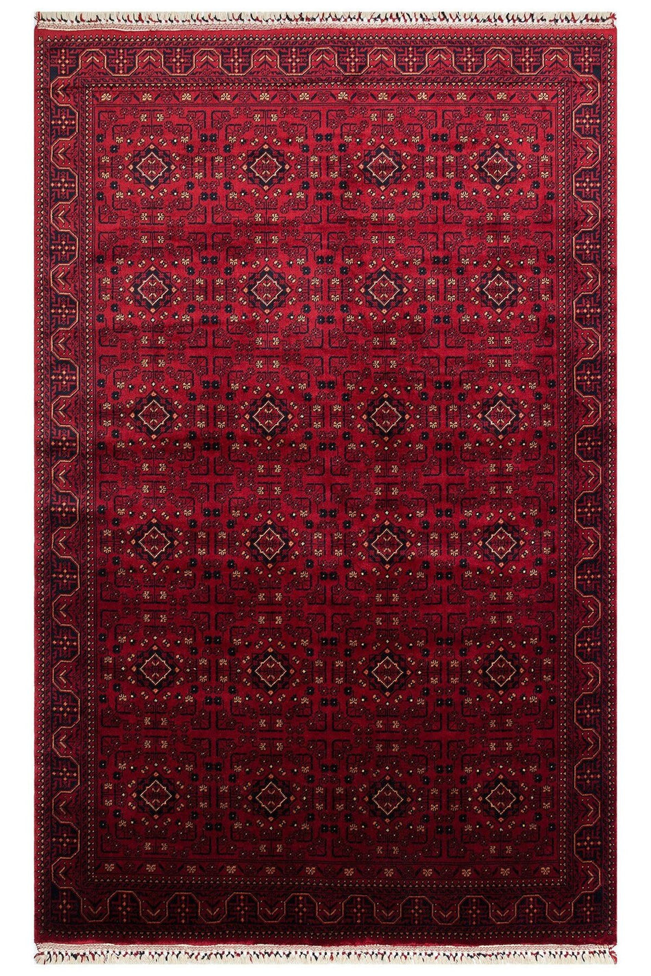 Eko Hali NOSTALGIA 960 RED Afghan / Yagcibedir Patterned Tencel Usak Carpet, Handcrafted on Special Looms. - MALLTURK