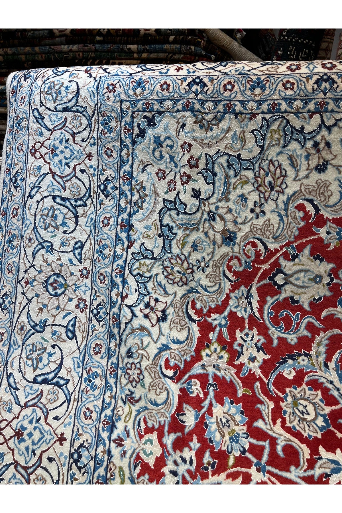 RD RAMAZAN DAG Hand Rug Art Hand-Woven Iranian Nain Rug Wool Blend Premium Quality KokBoya Size 320x200 - MALLTURK