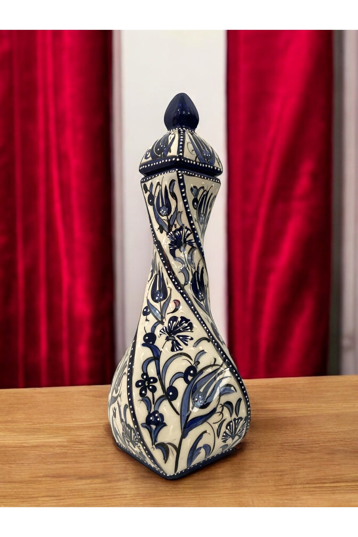 STORESZA Handmade Kutahya Ceramic Spiral Vase - 30cm - MALLTURK
