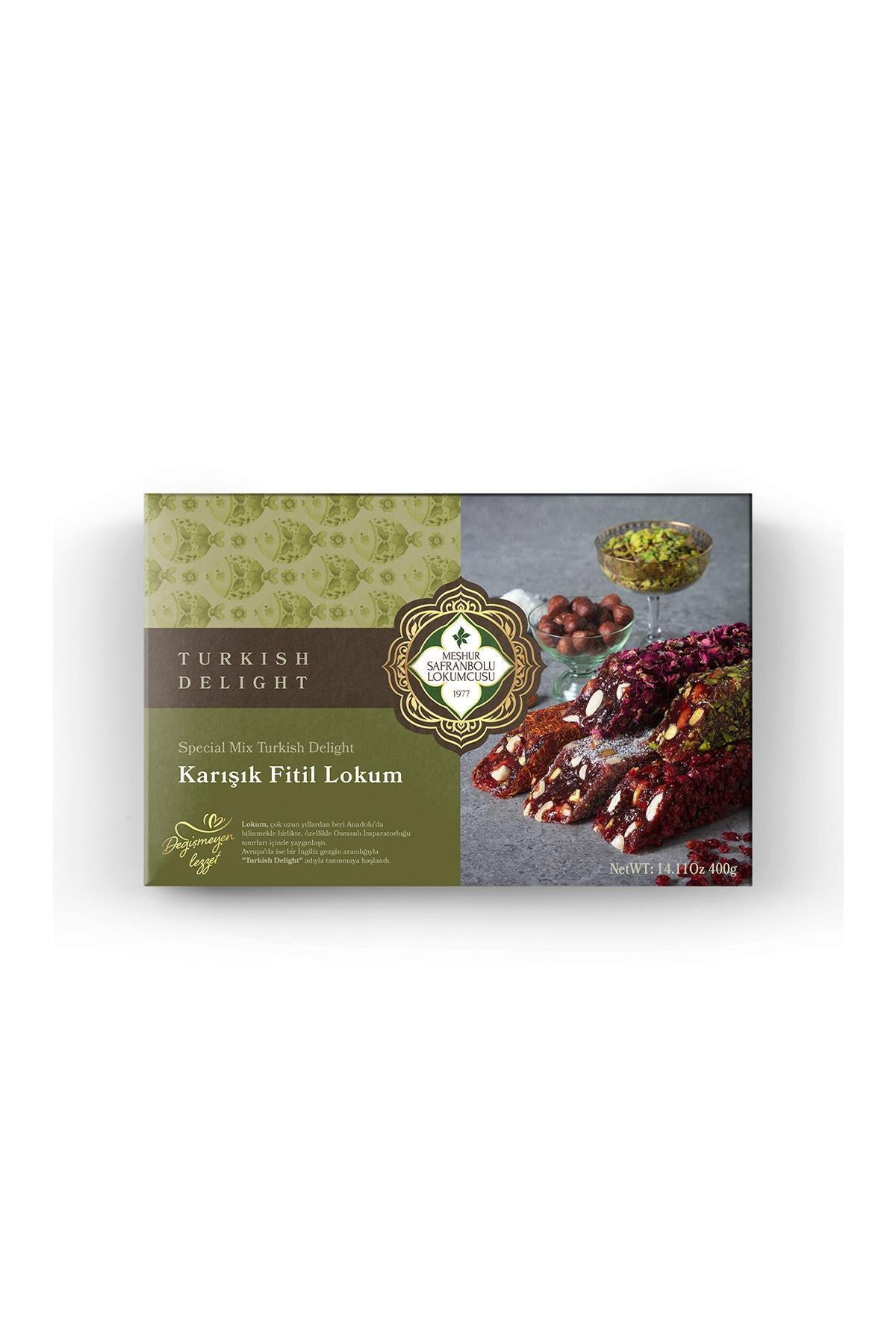 MESHUR safranbolu lokumcusu Assorted fitil Turkish Delight 400 g - MALLTURK