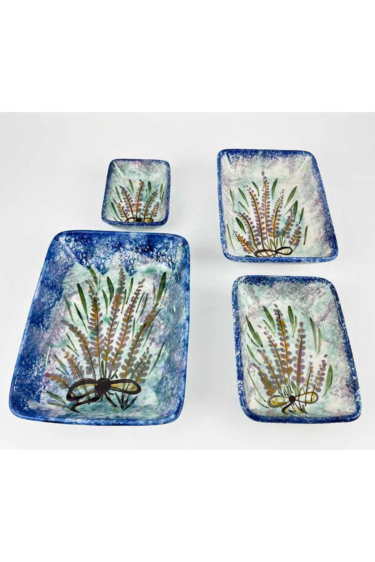 Cini Evi Lavender Patterned 4-Piece Ceramic Snack Bowl and Appetizer Bowl Set - MALLTURK