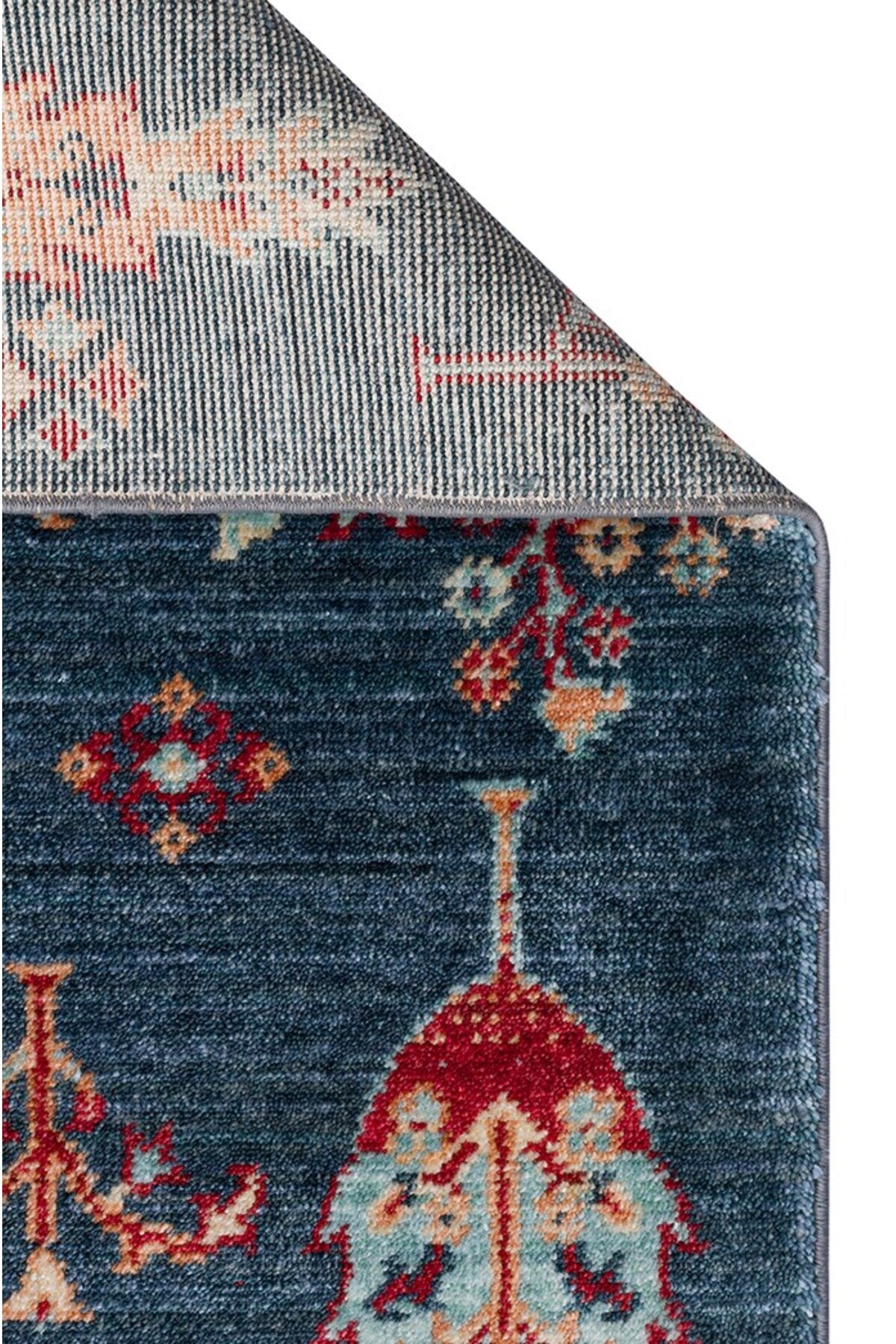 Eko Hali ZARA ZR 08 NAVY TURQUOiSE Authentic Patterned Modern Usak Carpet, Handcrafted on Special Looms - MALLTURK
