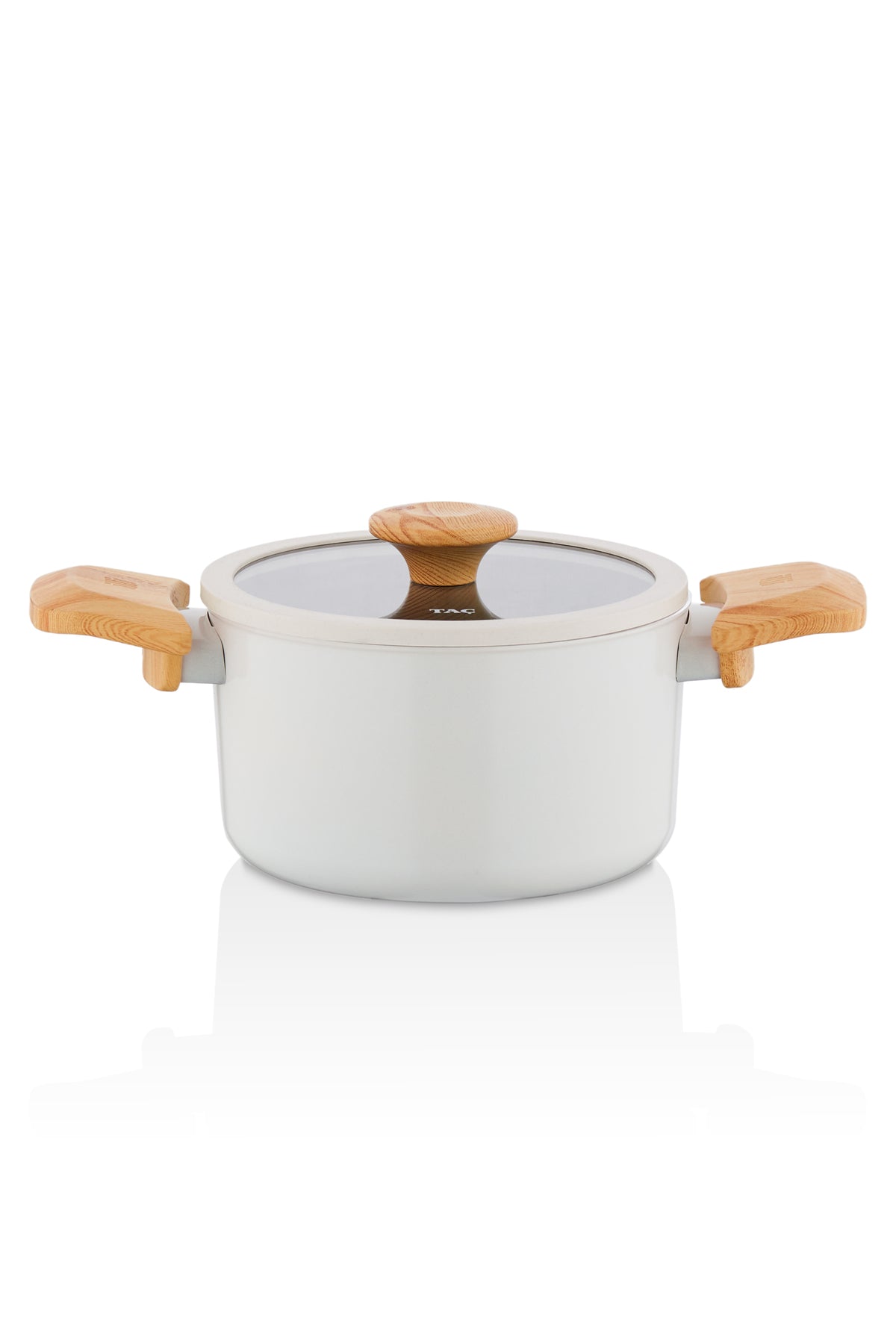 Tac Sera Feel Induction Compatible 7 Piece Ceramic Cookware Set Ahsap Kulplu, Nonstick, Modern Tasarim - MALLTURK