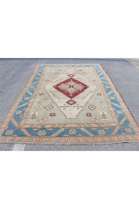 Kayra Export Hand-Woven Rug, Beige Oriental Rug, Usak Rug, 211x277 Cm Salon Rug, Turkish Rug, Yemek Odasi Rug