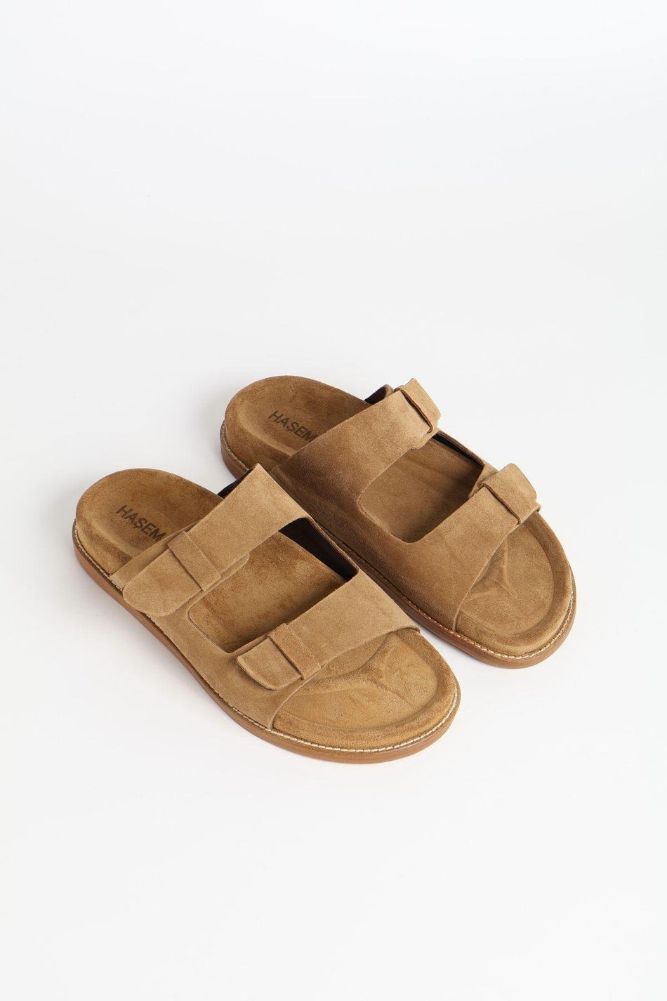 Hasema Women's Suede Double Strap Brown Slippers 156-17