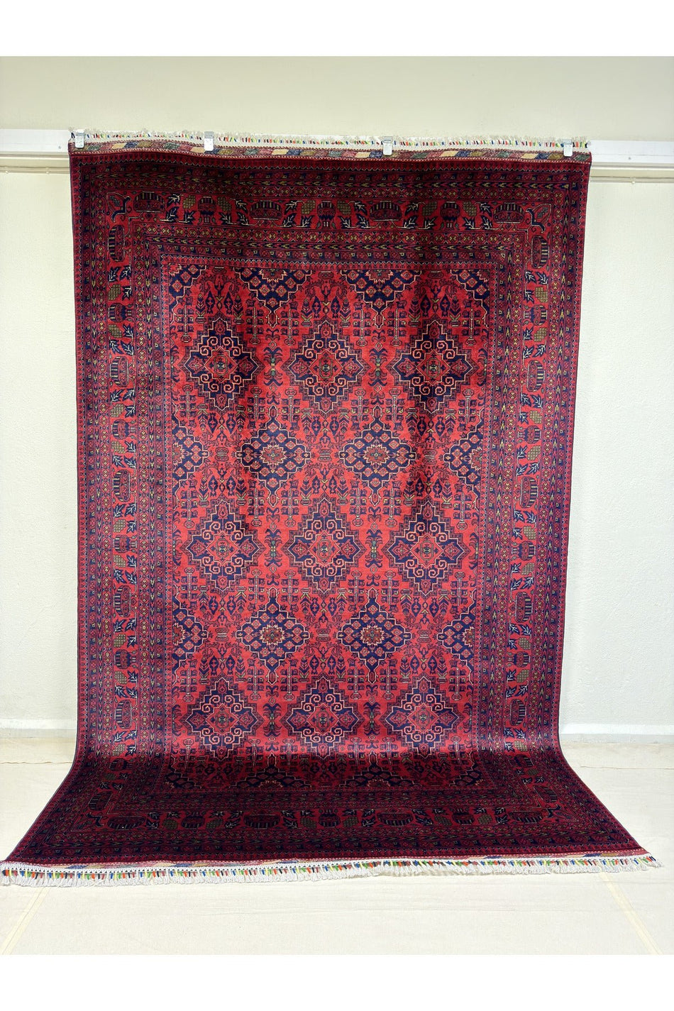 Afghan Handwoven Rug, 6 Meters, Biljik, 100% Wool, Natural Dye, Star Pattern - MALLTURK