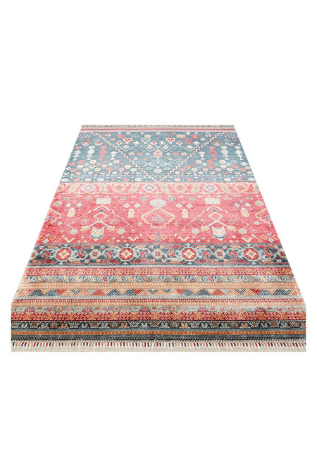 Vog Hali Efsun Handmade Navy Blue Lyocell Special Loom Modern Usak Patterned Fringed Living Room Carpet - MALLTURK