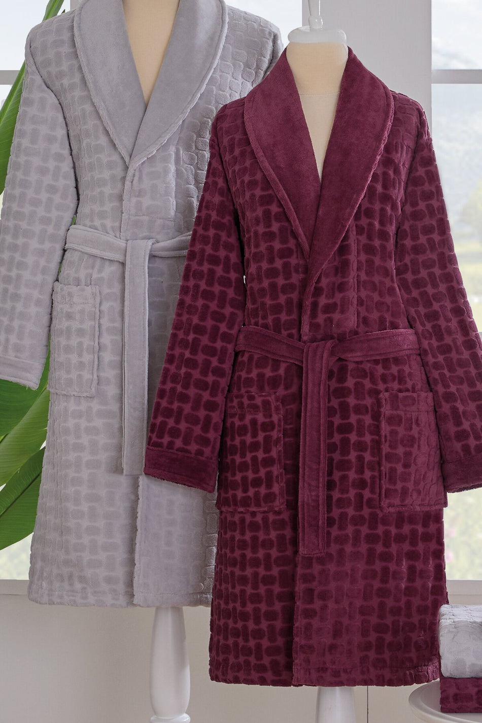 Ozdilek Tricot Velvet Family Bathrobe Set - MALLTURK