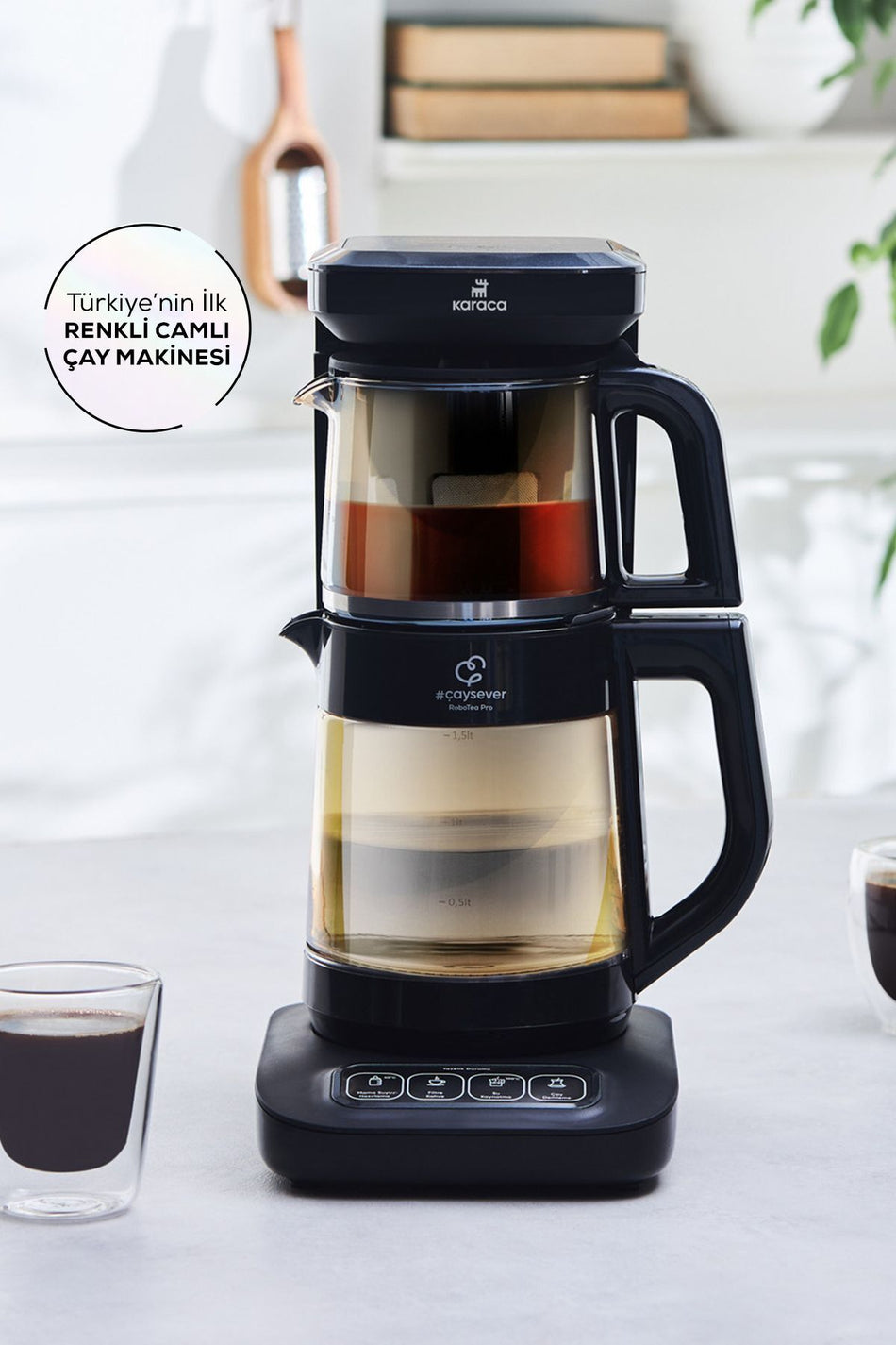 Karaca Robotea Pro 4 in 1 Talking Tea Maker with Colored Glass Door (Agate) - MALLTURK