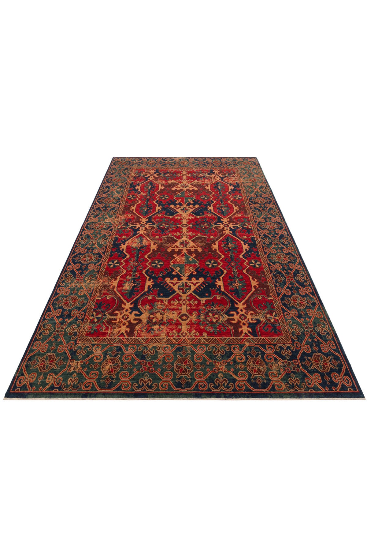 Cool Rug Mardin Red Anatolian Pattern Soft Parlak % 100 Natural Iplik Yunlu Hand-Woven Living Room Rug