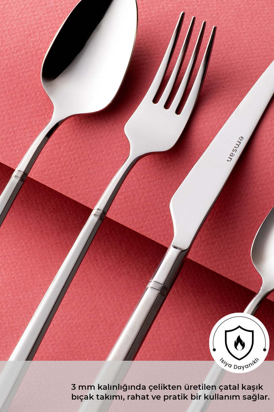 Emsan premium penta platin 84 Piece 12 Place Setting Flatware Set luks Boxed - MALLTURK