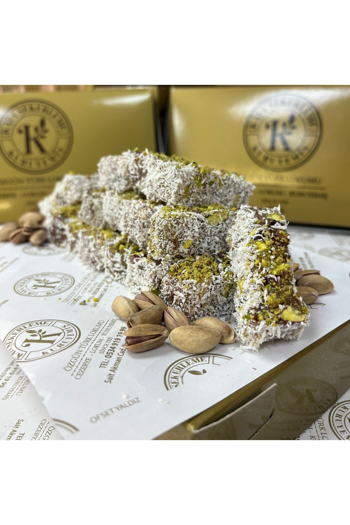 KAYA sekerleme Pistachio Turkish Delight 500gr - MALLTURK