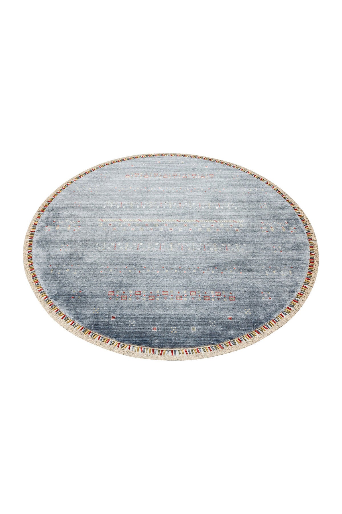 Eko Hali ZARA ZR 06 Blue Round, a special loom carpet shaped by the intensive hand labor of women from Usak. - MALLTURK