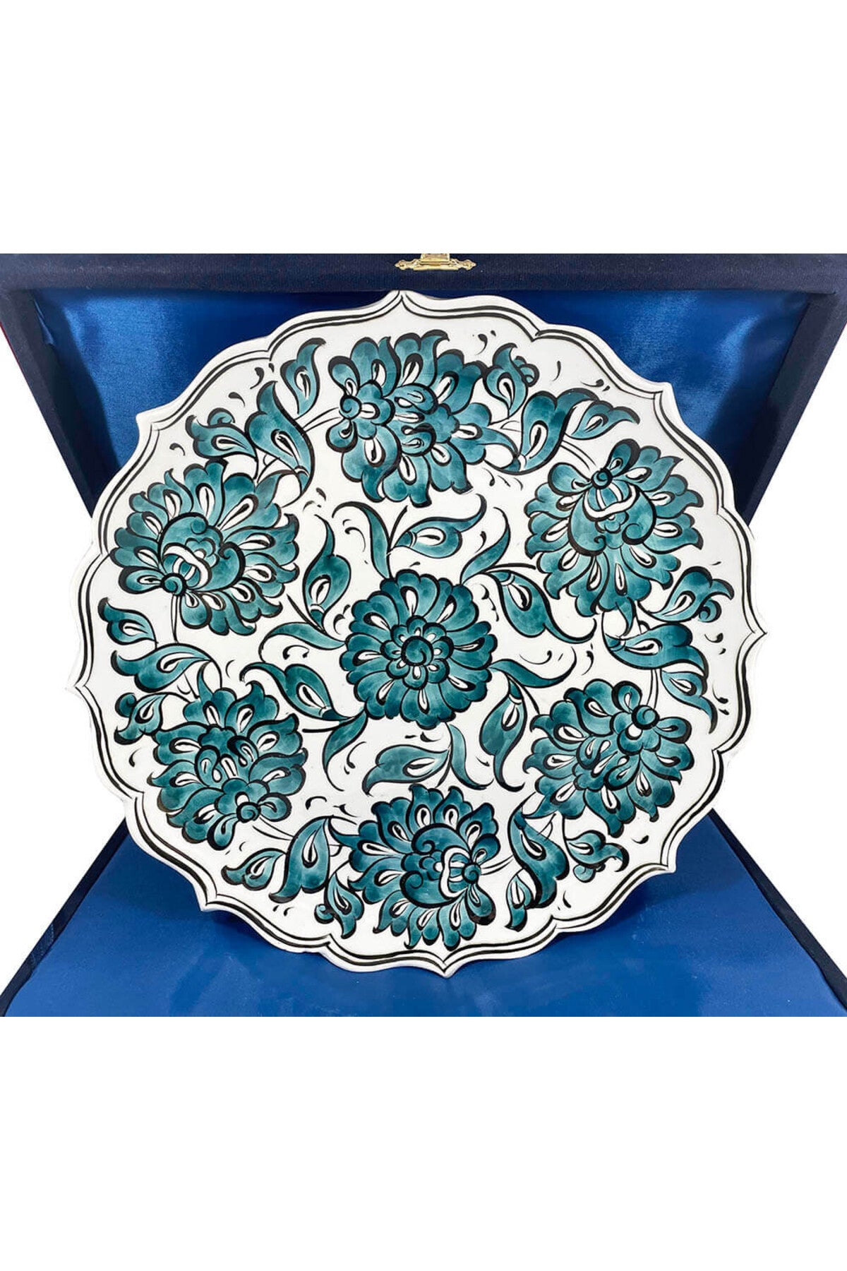 Cini Evi Lotus Cicegi Patterned 25cm Iznik Tile Plate - MALLTURK