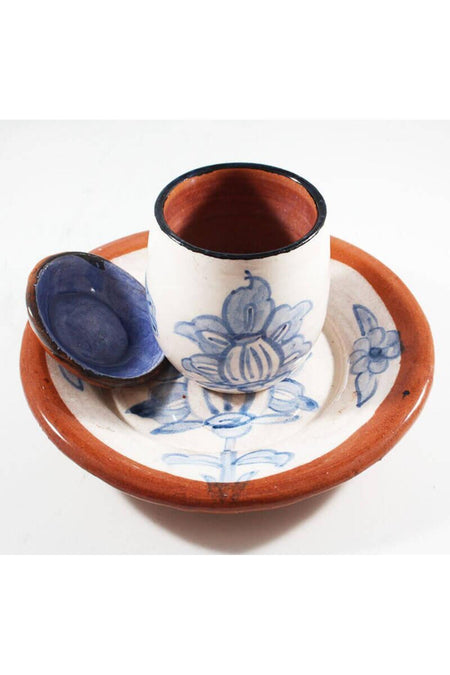 Cini Evi Blue Pattern Earthenware Coffee Cup - MALLTURK