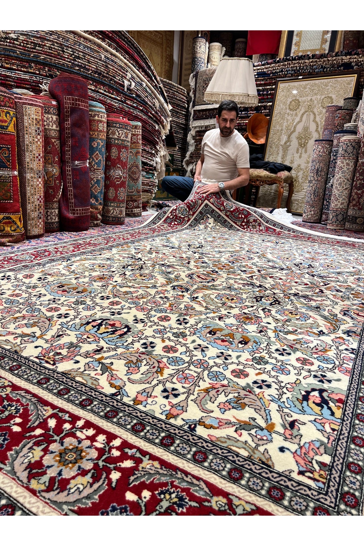 RD RAMAZAN DAG Hand Rug Art Hand-Woven Sumerbank Hereke Rug Signed Polonez Design Size 300x200 - MALLTURK