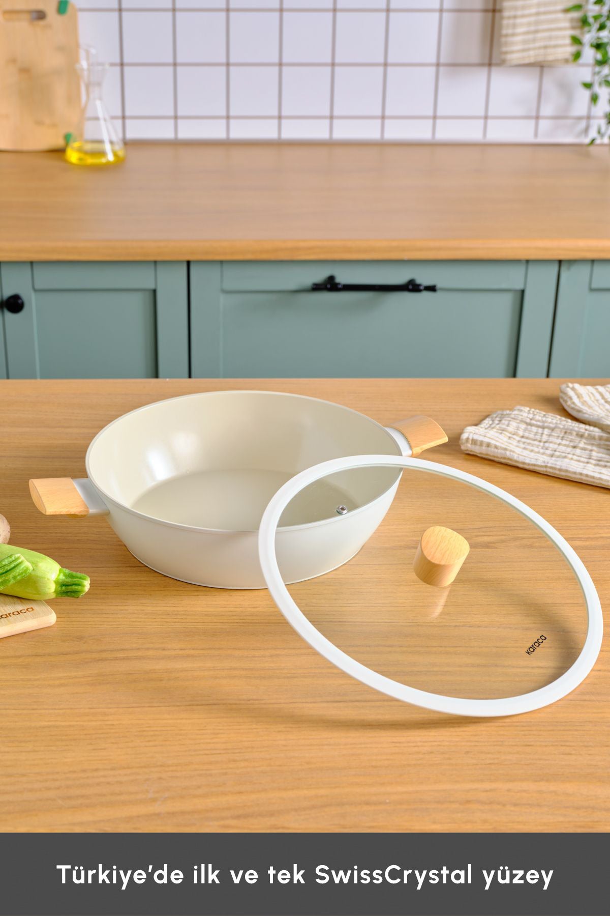 Karaca x Refika Swiss Crystal Almond Induction Compatible Saute Pan