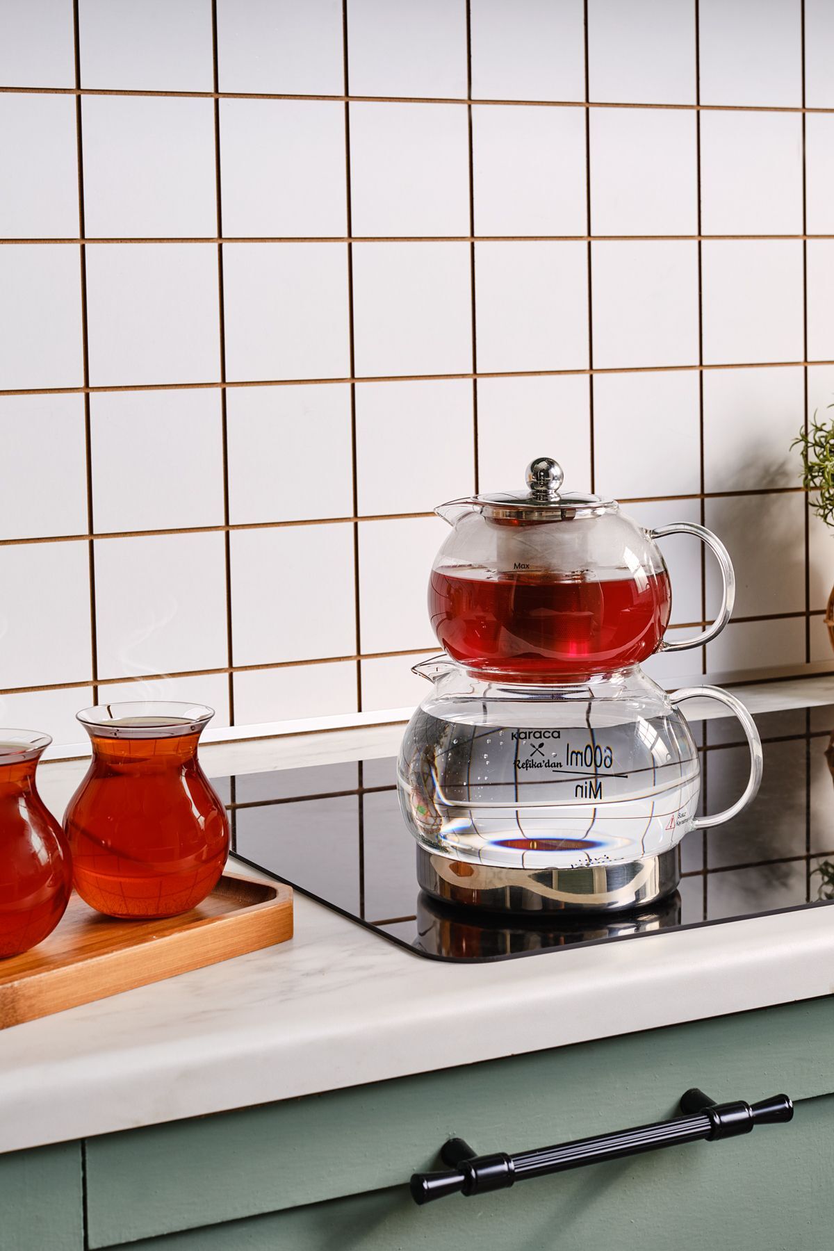 Karaca X Refika Gonlubol induction Base Mini Glass Teapot - MALLTURK