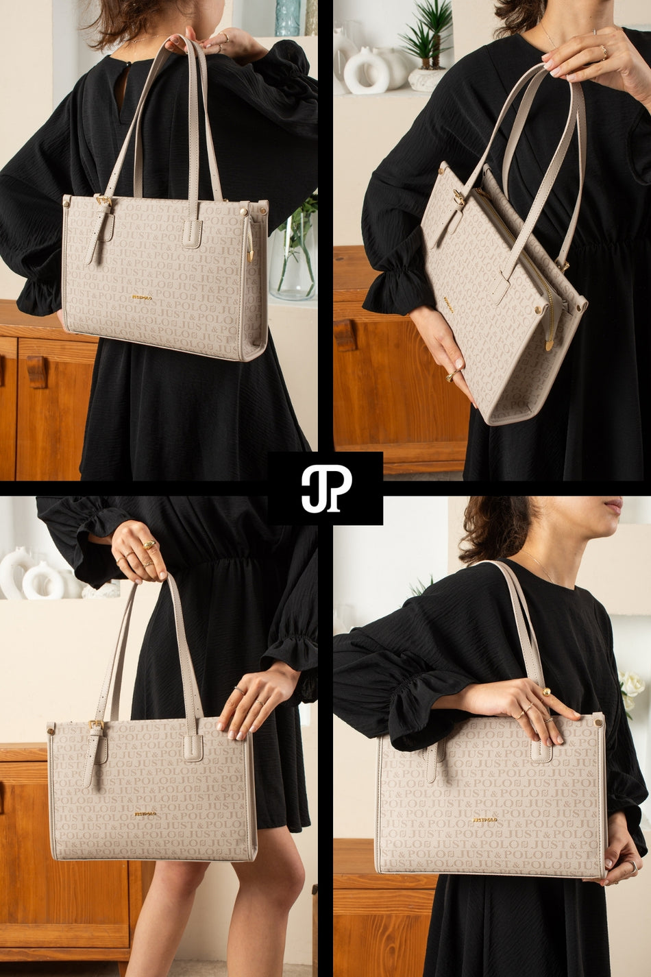 Just Polo Original Women's New Season Luxury Soft Leather Zippered Trendy & Stylish Large Handbag and Shoulder Bag - MALLTURK