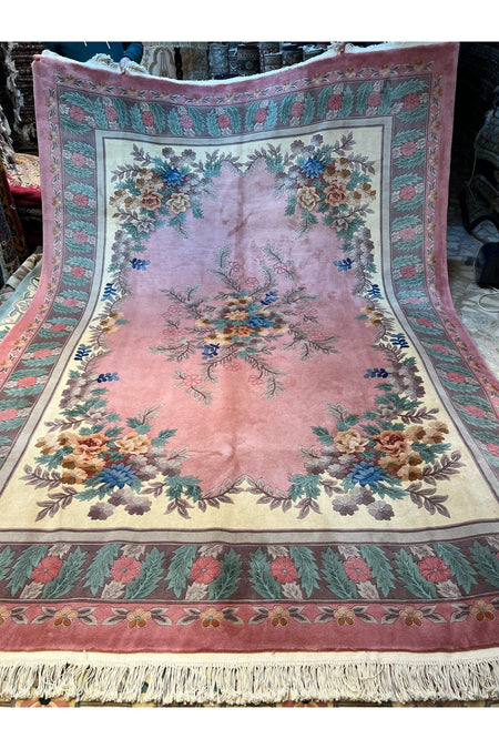 RD RAMAZAN DAG Hand Rug Art Hand-Woven Embossed Chinese Rug Premium Quality Pink Color Size 340x240 - MALLTURK