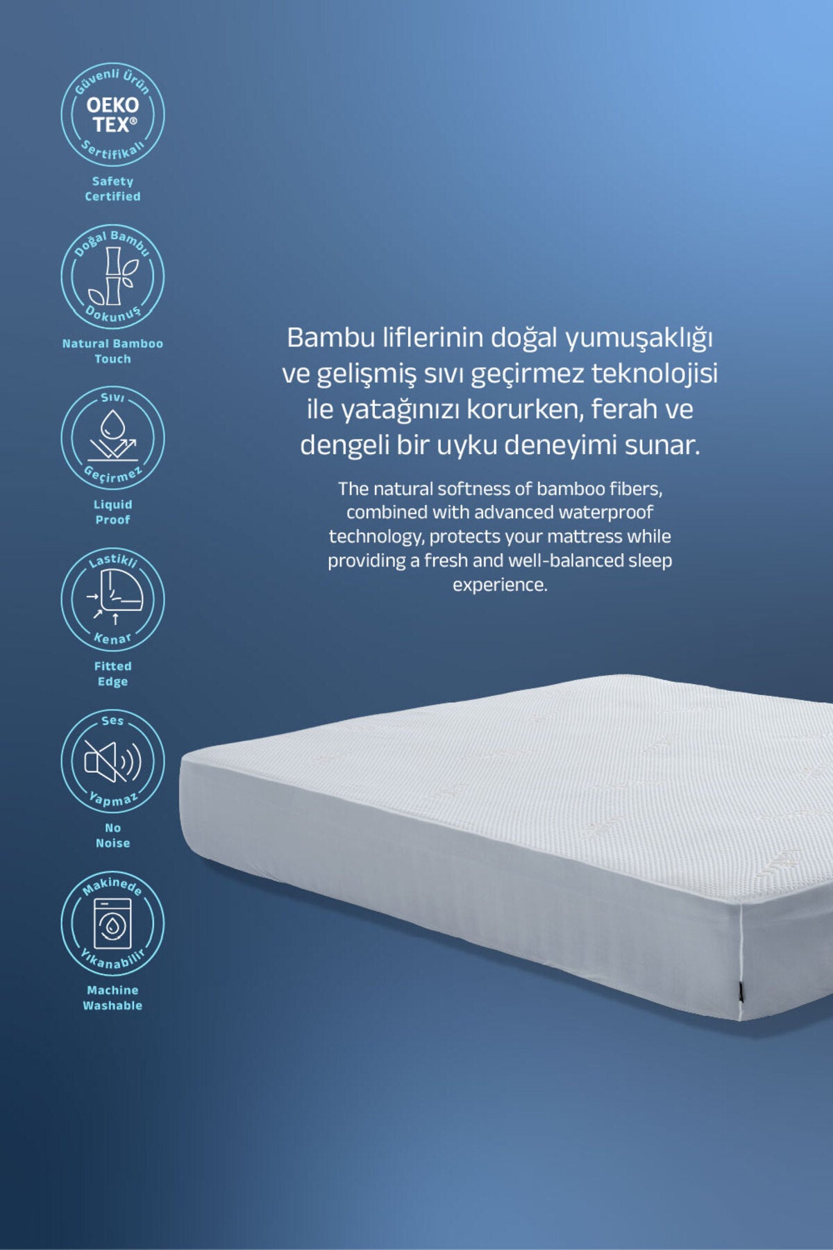VISCOTEX Bamboo Premium Waterproof Bamboo Fitted Mattress Protector - MALLTURK